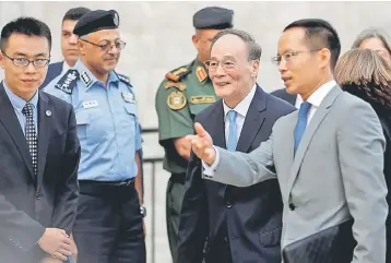  ??  ?? Chinese Vice President Wang Qishan looks on during a visit to the Church of the Nativity, in Bethlehem in the occupied West Bank October 23. – Reuters photo