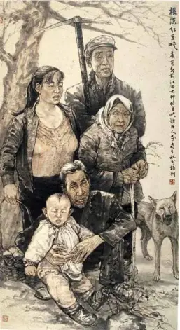  ?? 98cmX196cm 2010年 ?? 中国画作品《太行一家人》