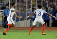  ?? AP ?? England’s Rhian Brewster (left) celebrates a goal against Brazil during the Fifa U-17 World Cup semifinal. —