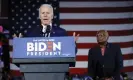  ?? Photograph: Matt Rourke/ ?? Joe Biden speaks at a primary night election rally in Columbia, South Carolina, in February 2020.