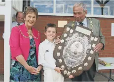  ?? ?? Cayton’s Jake Seastron picks up the winner’s shield