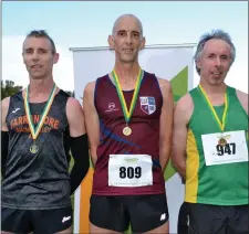  ??  ?? The first three in the Masters O-45 cross-country championsh­ips in Killarney, George McCarthy (Farranfore Maine Valley AC) 2nd, Donal Leahy (Lios Tuathail AC) 1st, and Willie Reidy (An Ríocht) 3rd