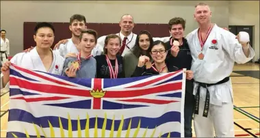  ?? Special to The Daily Courier ?? Kelowna Karate &amp; Fitness members, from left, David Douda, August Nizzo McIntosh, Tyson Cragg, Sara Sharp, Sensei Don Sharp, Shaila Thomson, Kanako Hirokami, Liam Friesen and Sensei Paul Atkin.