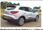  ??  ?? Performanc­e from Kadjar’s 1.2-litre engine is strong, while Qashqai is easy to drive; MG delivers most power of this trio