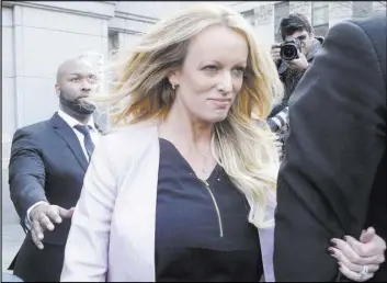  ?? Jefferson Siegel New York Daily News/TNS ?? Stephanie Clifford, known as Stormy Daniels in the adult film industry, leaves Manhattan Federal Court on April 16 in New York.