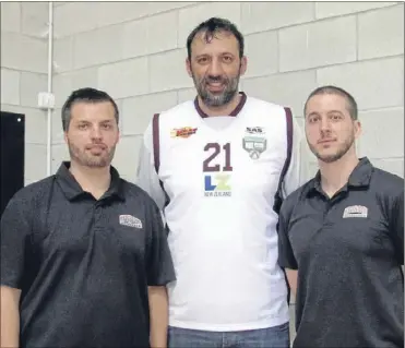  ??  ?? Serbian connection: Harbour Heat coaches Alex Stojkovic, left, and Nele Nikovic are long-time fans of former NBA player Vlade Divac, centre.