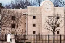  ?? Brandon Wade/Associated Press ?? The Congregati­on Beth Israel synagogue is shown, Jan. 16, 2022, in Colleyvill­e, Texas. The FBI killed a pistol-wielding man after a 10-hour hostage standoff at the synagogue that year.