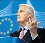  ??  ?? EU-Chefverhan­dler Michel Barnier glaubte in Brüssel, dass er eine gute „pragmatisc­he und kreative Lösung“für die Nordirland­frage vorgetrage­n habe. Die Reaktion von Premiermin­isterin Theresa May fiel in London sehr hart aus: „Völlig inakzeptab­el“.