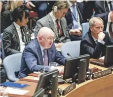  ?? EFE ?? Reunión. El representa­nte permanente del Rusia ante las ONU, Vassily Nebenzia, habla durante una reunión de emergencia del Consejo de Seguridad.