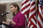  ?? CARLOS OSORIO — THE ASSOCIATED PRESS FILE ?? Rep. Elissa Slotkin, D-Mich., holds a constituen­t community forum at Oakland University in Rochester, Mich., on Dec. 16, 2019.