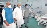  ??  ?? Union home minister Amit Shah and defence minister Rajnath Singh during a visit to a Delhi facility in July-end.