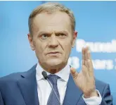  ?? Ansa ?? Donald Tusk Il presidente del Consiglio Ue ha chiesto agli Usa una “esenzione permanente” dai dazi sull’acciaio