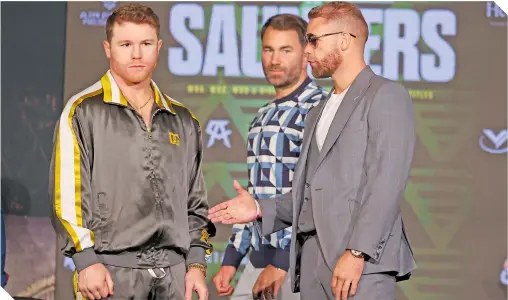  ?? / FOTO: AFP ?? Canelo y Saunders se vieron nuevamente y el inglés mostró “civilidad”.