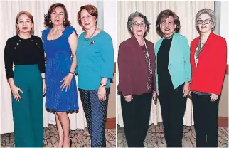  ??  ?? Carmen Chávez, Jenny Padilla y Rosario Córdoba. Edna de Cardona, Mireya de Argüello y Miriam Azcona.