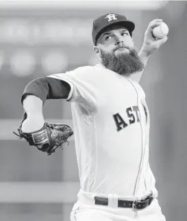  ?? Karen Warren / Houston Chronicle ?? Astros pitcher Dallas Keuchel improved to 13-4 with Saturday’s victory, in which he allowed the Mariners one run in six innings. The lefthander allowed four hits and two walks while striking out four.