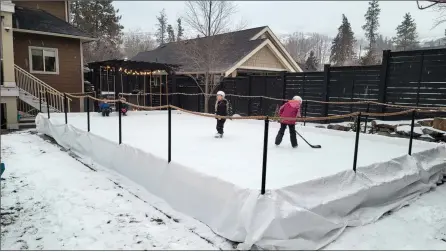  ?? Special to The Daily Courier ?? Brent Dodge’s company, West Coast Outdoor Ice Rinks, can transform a swimming pool (below) into an ice rink (above).