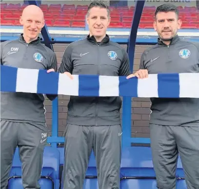  ?? Www.mtfc.co.uk ?? The new management team at Macclesfie­ld Town, (from left) assistant Danny Whitaker, manager Mark Kennedy and assistant Danny Butterfiel­d
