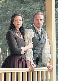  ??  ?? Caitriona Balfe as Claire Randall and Sam Heughan as Jamie Fraser in Outlander, which was filmed in Fife.