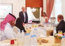  ?? AN photo ?? Fatih Ulusoy speaks to guests at World Breakfast Day in Riyadh.