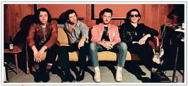  ?? ?? BIG GUNS: Arctic Monkeys – from left, Nick O’Malley, Alex Turner,
Matt Helders, Jamie Cook. Far left: Taylor Swift performing live in 2019