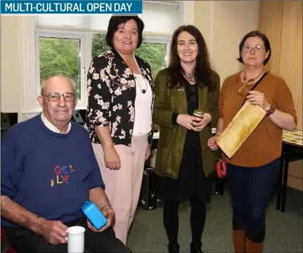  ??  ?? Owen Redmond, Breda O’Leary (WWETB), Mary Waters (VTOS co-ordinator) and Monica Murphy at the Multi-Cultural Open Day in Bunclody VTOS