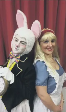  ??  ?? Emile Hazledine as White Rabbit and Joy Nurse as Alice