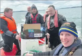  ?? ?? A happy crew of divers after a very pleasant dive on the Sento last weekend, Eamonn, Arthur, Eoin, Timmy, Des and Louise.