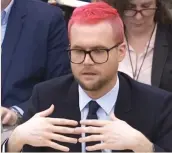  ?? (AFP) ?? Christophe­r Wylie, who worked at Cambridge Analytica, admitted working for some Indian political parties, while testifying before a committee of the British parliament investigat­ing into fake news