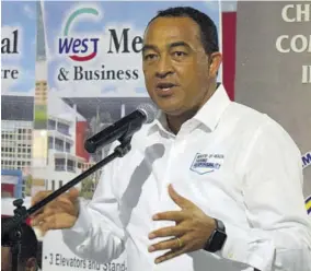  ?? (Photo: Anthony Lewis) ?? Health Minister Dr Christophe­r Tufton speaks at the monthly members’ meeting of the Montego Bay Chamber of Commerce and Industry at Gwest Medical Centre in Fairview, Montego Bay, Wednesday evening.