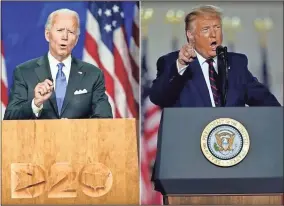  ?? AP / TownNews.com Content Exchange ?? Democrat Joe Biden is challengin­g Donald Trump for the presidency. Trump and Biden remain locked in a tight race in Georgia, with Trump’s slight lead of 47% to 46% well within the Monmouth Poll’s margin of error of plus-or-minus 4.9%. Trump and Biden were even at 47% in Monmouth’s July Georgia poll.
