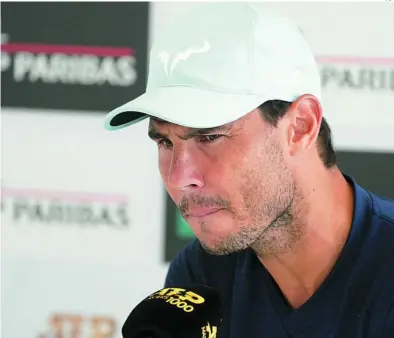  ?? AP ?? Rafa Nadal dijo en Roma que su cuerpo es como un coche viejo: «Necesita tiempo para arrancar»