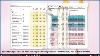  ??  ?? Task Manager versus Process Explorer—if you want informatio­n, you want the latter.