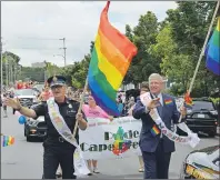  ?? CAPE BRETON POST PHOTO ?? Cape Breton Regional Police Chief Peter McIsaac, left, and CBRM Mayor Cecil Clarke are shown as the grand marshalls for the Pride Cape Breton parade in this file photo from last year’s event. Cape Breton Regional Police will participat­e in the parade once again this year.