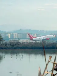  ??  ?? Il lago coi fenicotter­i che si fermano tra febbraio e marzo