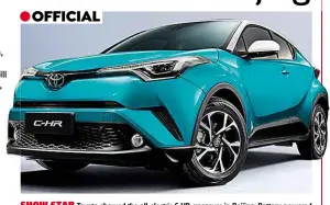  ??  ?? SHOW STAR Toyota showed the all-electric C-HR crossover in Beijing. Battery-powered version of SUV is part of the marque’s commitment to launching 10 EVS in China by 2020