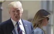  ?? SUSAN WALSH/THE ASSOCIATED PRESS ?? President Donald Trump leaves a church service Sunday with his wife, Melania. “We’ll see,” Trump said when asked about the possibilit­y of the U.S. attacking North Korea.