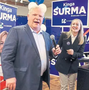  ?? ANDREW FRANCIS WALLACE/TORONTO STAR FILE PHOTO ?? PC Leader Doug Ford and PC candidate Kinga Surma are accused of breach of party rules.