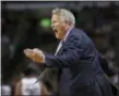  ?? ELISE AMENDOLA — THE ASSOCIATED PRESS ?? Sixers head coach Brett Brown, apparently figuring he talks to his players enough on game days, brought in a ‘mentalist’ to entertain his troops at a dinner in Boston Tuesday night.