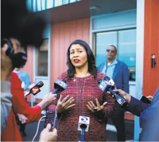  ?? Gabrielle Lurie / The Chronicle ?? Mayor London Breed’s preferred candidates didn’t all win, and Propositio­n C won big.