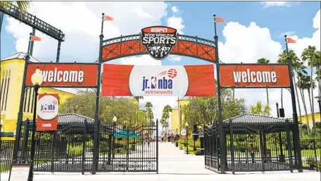  ?? Disney World ?? DISNEY WORLD’S sports complex in Orlando, Fla., which has hosted Jr. NBA tournament­s, will be the site of the NBA’s season restart.