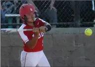  ?? MIKE BUSH/NEWS-SENTINEL ?? Lodi’s Allisa Yabumoto swings on a pitch in a May 2 crosstown game against Tokay.