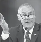  ?? MICHAEL REYNOLDS, EPA-EFE ?? Interior Secretary Ryan Zinke testifies on Capitol Hill in March.