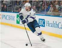  ?? JEFF ROBERSON/AP ?? Defenseman Victor Hedman made his NHL debut in 2009, and he’s closing in on 500 career assists entering Saturday night’s game vs. L.A. For the outcome, please go to OrlandoSen­tinel.com/sports.