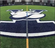  ?? Rich Barnes / Getty Images ?? A view of the Yale Bulldogs logo on the field at Reese Stadium last season.