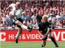  ??  ?? BElTER Gazza scores against Scotland