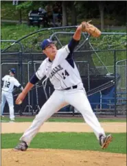  ?? DEBBY HIGH — FOR DIGITAL FIRSTMEDIA ?? La Salle’s pitcher Kade Jones fires one to the plate Saturday against Archbishop Wood.