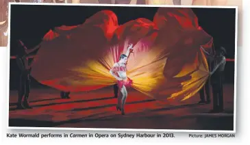  ?? Picture: JAMES MORGAN ?? Kate Wormald performs in Carmen in Opera on Sydney Harbour in 2013.