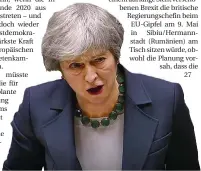  ?? FOTO: HOUSE OF COMMONS/PA
WIRE/DPA ?? Atemlos durch die Schlacht: Die britische Premiermin­isterin Theresa May zieht im Brexit-Gerangel ihre letzten Joker. Wird ihr der schwierige Spagat gelingen?