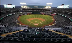  ?? Photograph: Ezra Shaw/Getty Images ?? The A’s drew 13,522 fans on opening night this year with a few thousand others protesting Fisher in the parking lot, and failed to reach 7,000 fans in any of the next six games.