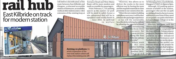  ?? ?? Arriving on platform An artist’s impression of the new-look station which will replace the existing one, left